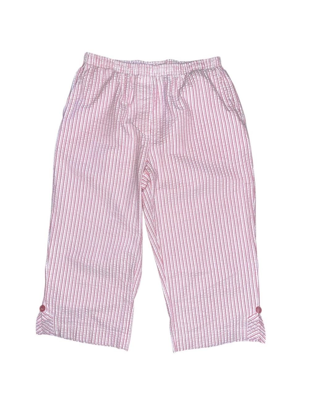 Southern Lady Seersucker Pink Striped Capris Pull-on Pant 10P